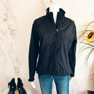 Double Diamond Black Softshell Jacket Small Outdoor Hiking Zip Front Warm Small